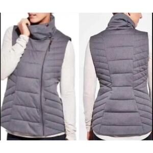 Calia Gray High Collar Quilted Vest - Small